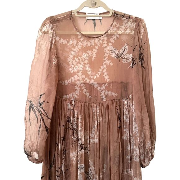 ZIMMERMANN Gossamer Bamboo Silk Maxi Dress Tan Sz 1 (US 6) - Picture 4 of 7